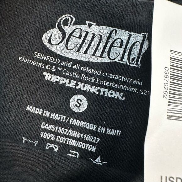 NWOT Unisex Seinfeld Black Short Sleeve Graphic Tee Shirt - Size Small - Picture 4 of 5